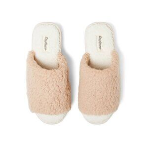 Dearfoams Cozy Comfort Women's Platform Terry Slide Slipper, Size M (7-8), Beige